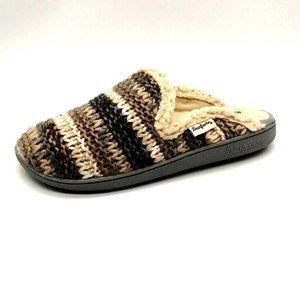 Dearfoams Womens Slipper Multicolor‎ Cable Knitted Clog Faux Fur Lined L 9-10